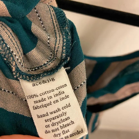 ace&jig Spencer Striped Green and Gray Midi Dress Size Extra Small - Picture 4 of 7